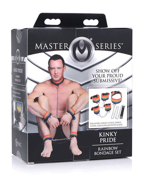 Couples Xr LLC No Eta Master Series Kinky Pride Rainbow Bondage Set Wrist Ankle Cuffs Collar Wleash