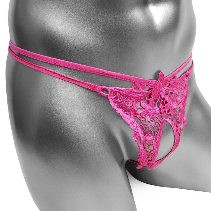 Male Sex Toys CHASTITY CAGE CO Lace GString with Penis Hole