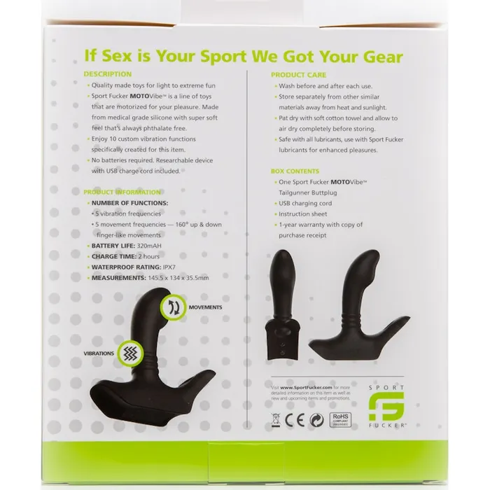 MOTOVibe Vibrating Tailgunner Butt Plug by Sport Fucker Sport Fucker Anal